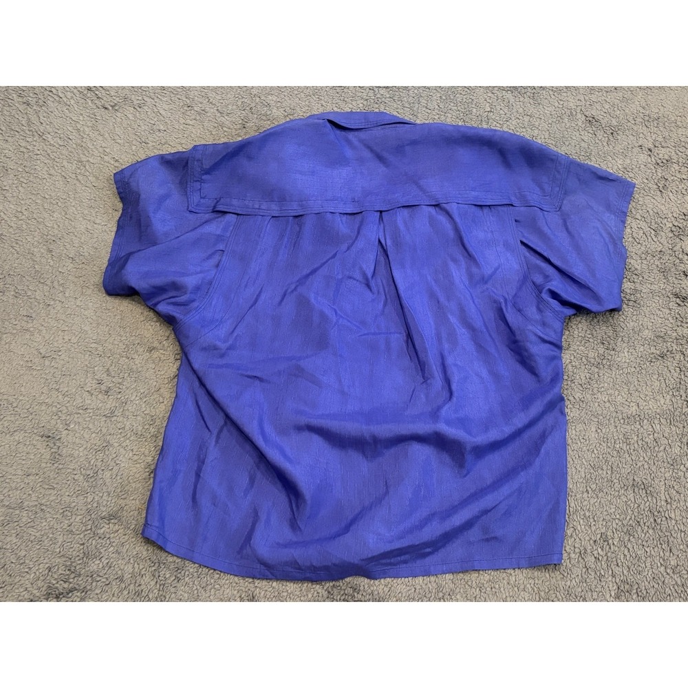 VTG Matthew Lombardi For Banco Silk Blouse Womens Size P Blue Button L/S Top - Picture 5 of 5